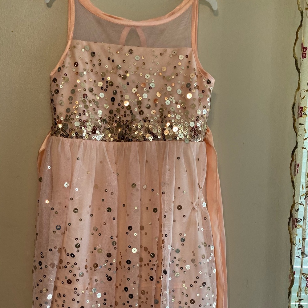 Peachy colored Emerald Sundae sequined dress Sz 7